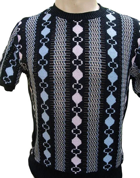 Cable Knit Top - Black/Pink/Blue Eyelet