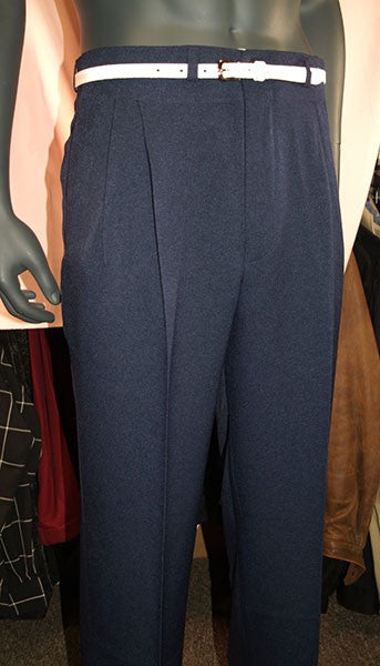 High Waisted Trousers - Dark Blue Slub
