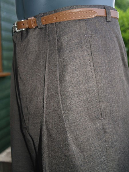 High Waisted Trousers - Dark Brown Slub