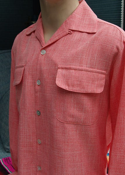 1950s Gab Style Shirt - Coral Pink Fleck