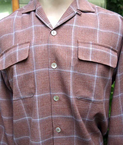 1950s Gab Style Shirt - Rust Plaid