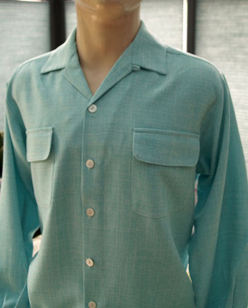 1950s Gab Style Shirt - Turquoise Green Fleck