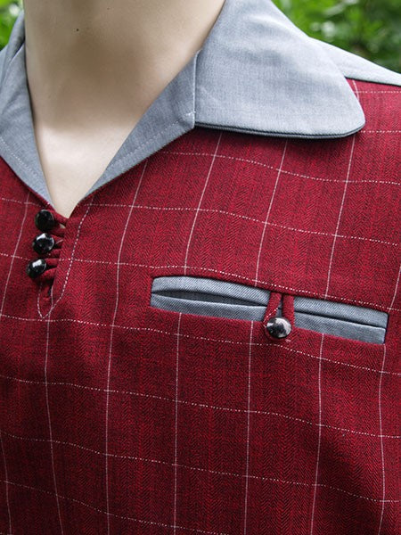 Gaucho Shirt - Grey/Burgundy Check