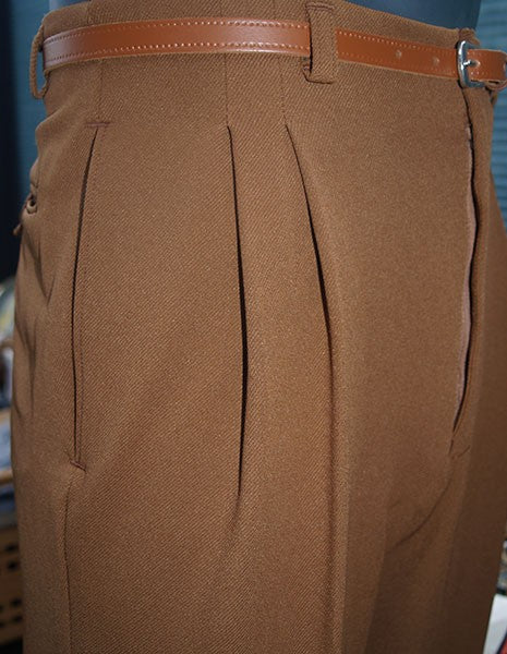 High Waisted Trousers - Brown Twill