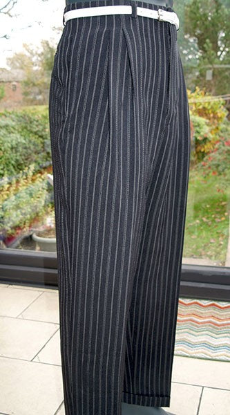 High Waisted Trousers - Double Pinstripe
