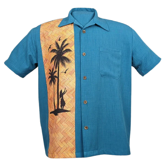 Steady Clothing - Hula Palm Bowling Shirt - Pacific Blue