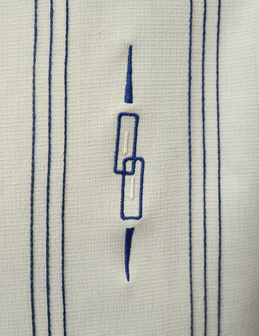 Steady Clothing - The Harper Bowling Shirt - Stone & Navy