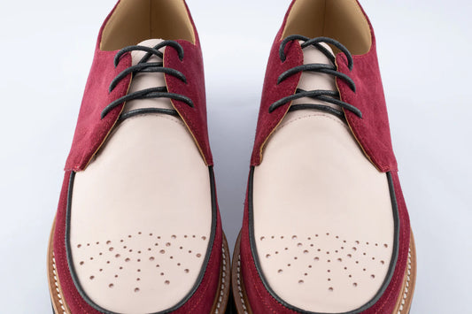 Sunburst Gibson - Burgundy Suede & Peach Leather