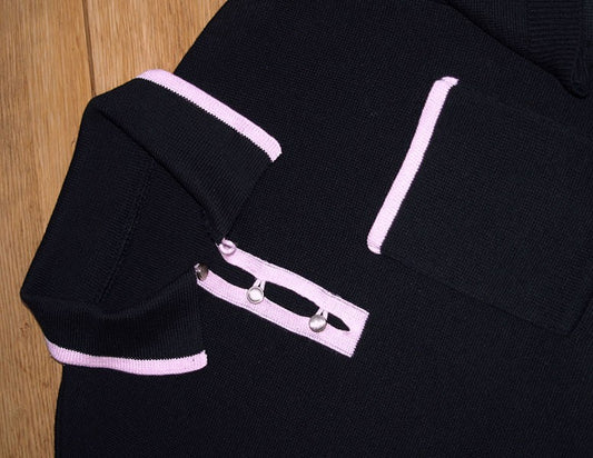 The Franco Knitted Shirt - Black/Pink