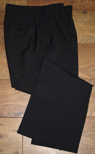 Triple Pleat Peg Trousers - Black