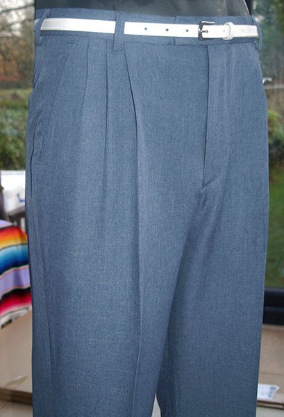 Triple Pleat Peg Trousers - Blue Slate