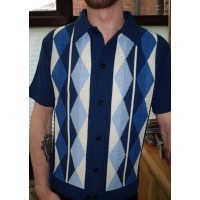 Blue Argyle Knitted Shirt