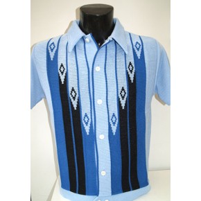 Sky Blue Diamond Knitted Shirt