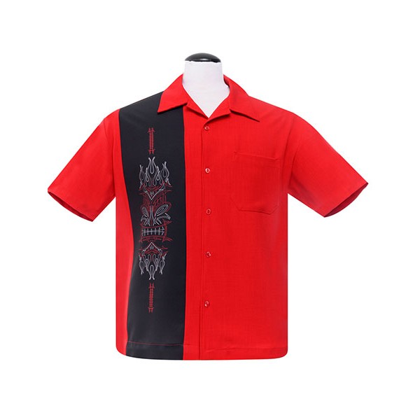 Steady - Red pinstripe panel Shirt
