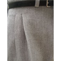 Pale Grey Herringbone - High Waisted Trousers