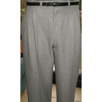 Pale Grey Herringbone - High Waisted Trousers