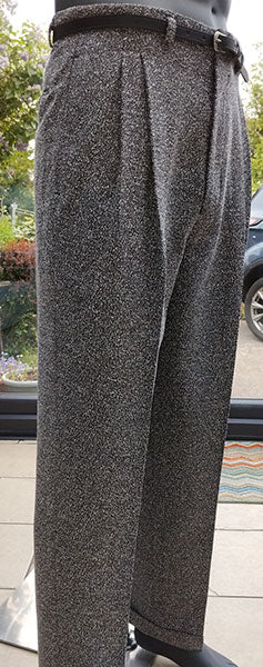 High Waisted Trousers - Grey Dot (speckled)