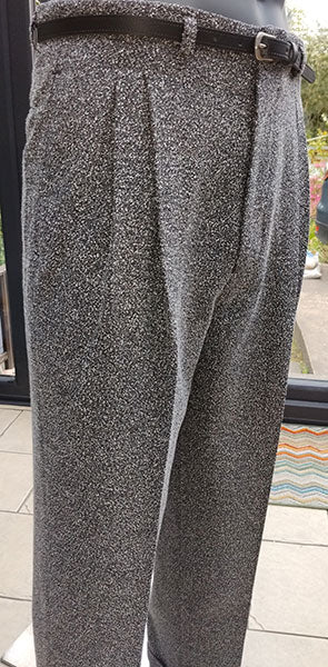 High Waisted Trousers - Grey Dot (speckled)