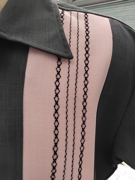 Steady Clothing - The Ricardo Bowling Shirt - Charcoal/Pink