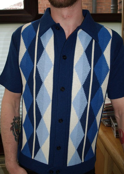 Argyll Knitted Shirt - Blue