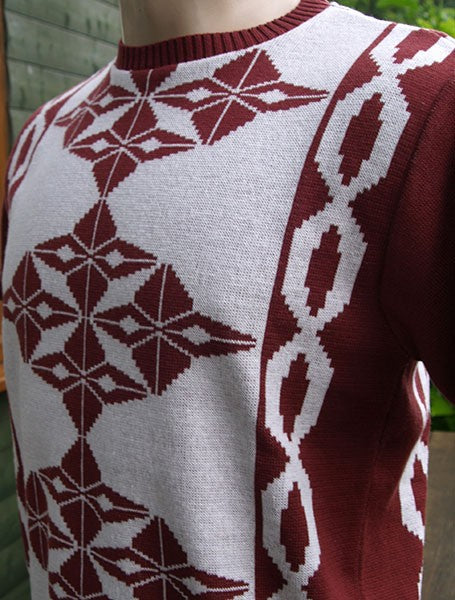 Argyll Knitted Top - Burgundy
