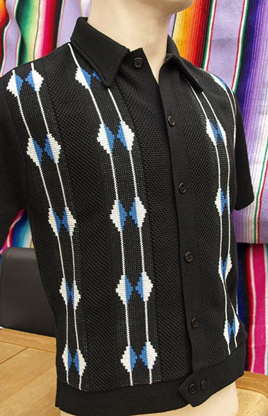 Black Honeycomb Knitted Shirt - Black