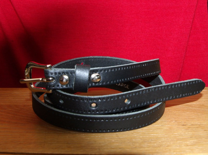 Thin Leather Belt - Black