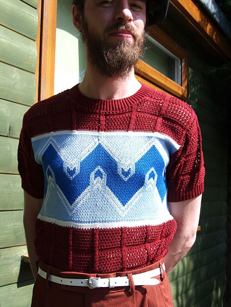 Cable Knit Top - Claret/Blue Wave