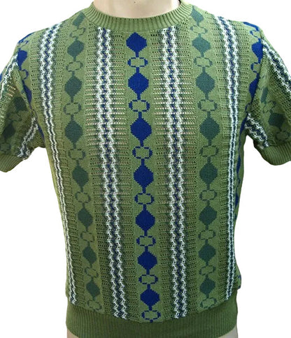 Cable Knit Top - Green/Blue