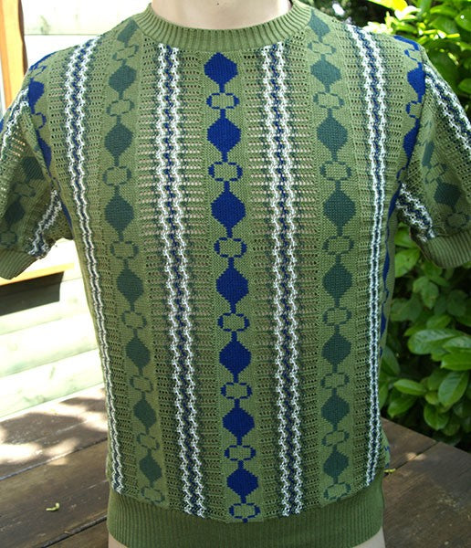 Cable Knit Top - Green/Blue