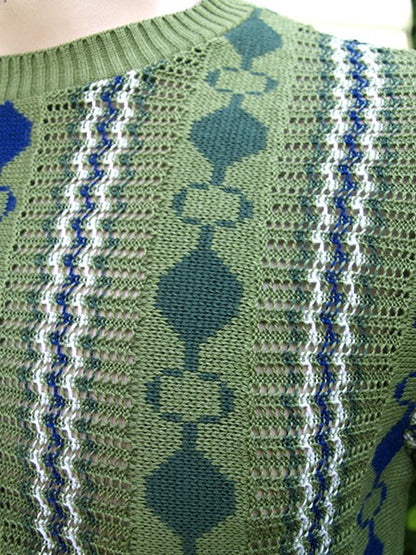 Cable Knit Top - Green/Blue