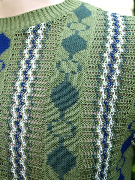 Cable Knit Top - Green/Blue