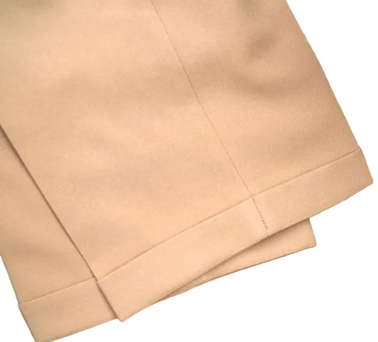 cuff on camel trousers