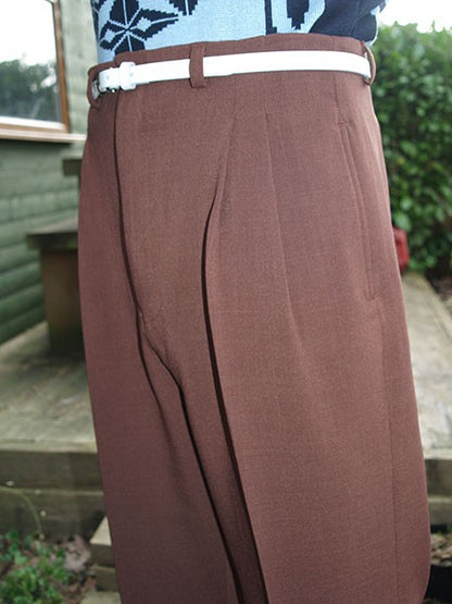 High Waisted Trousers - Chestnut Brown
