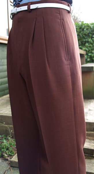High Waisted Trousers - Chestnut Brown