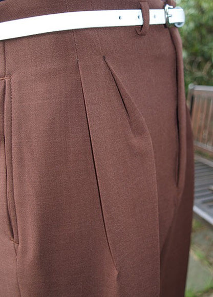 High Waisted Trousers - Chestnut Brown