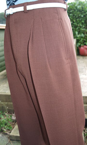 High Waisted Trousers - Chestnut Brown