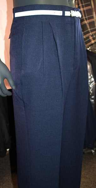 High Waisted Trousers - Dark Blue Slub