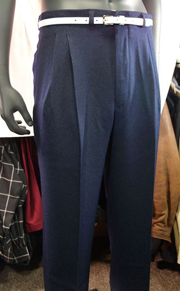 High Waisted Trousers - Dark Blue Slub