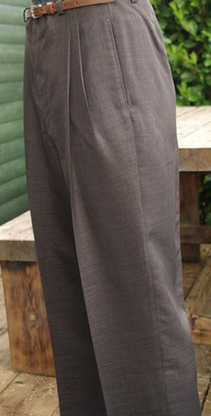 High Waisted Trousers - Dark Brown Slub