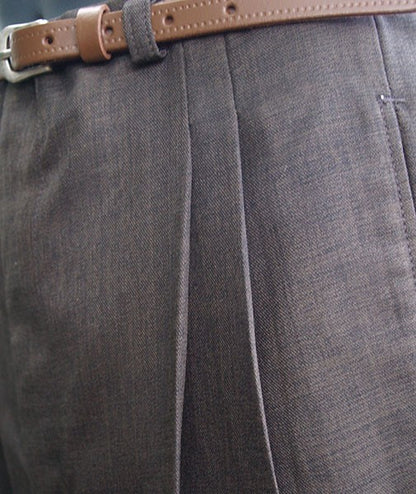 High Waisted Trousers - Dark Brown Slub