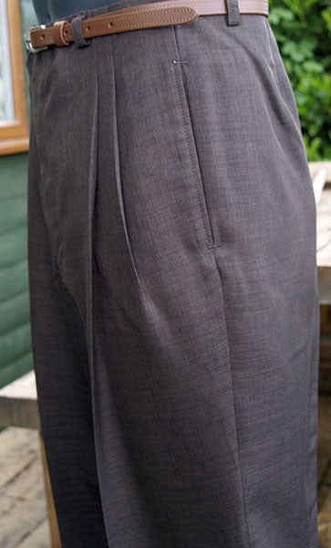 High Waisted Trousers - Dark Brown Slub