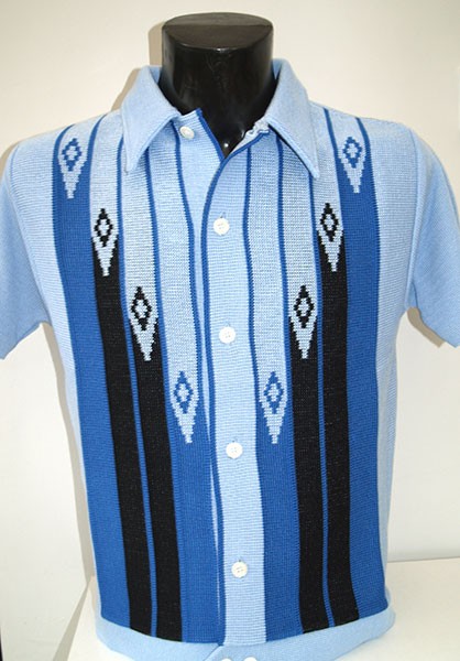 Diamond Knitted Shirt - Sky Blue