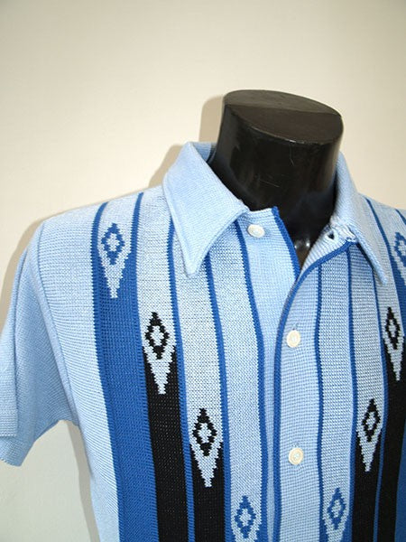 Diamond Knitted Shirt - Sky Blue