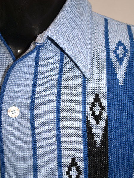 Diamond Knitted Shirt - Sky Blue