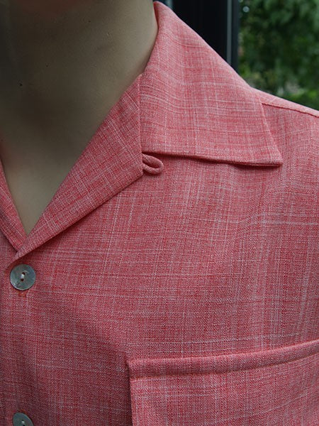 1950s Gab Style Shirt - Coral Pink Fleck