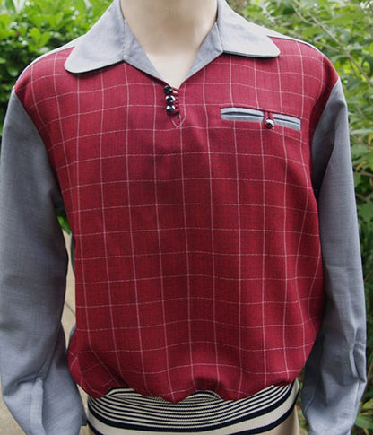 Gaucho Shirt - Grey/Burgundy Check