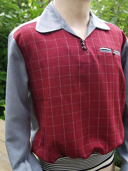 Gaucho Shirt - Grey/Burgundy Check