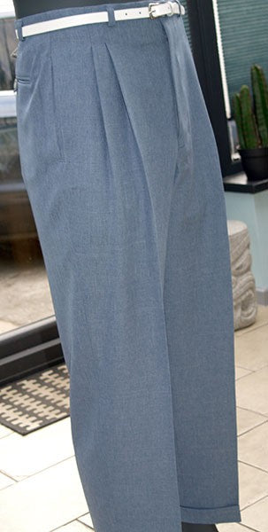 High Waisted Trousers - Blue Slate