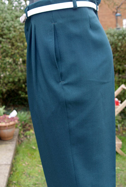High Waisted Trousers - Bottle Green